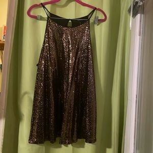 Plus size Gold sequin swing top
